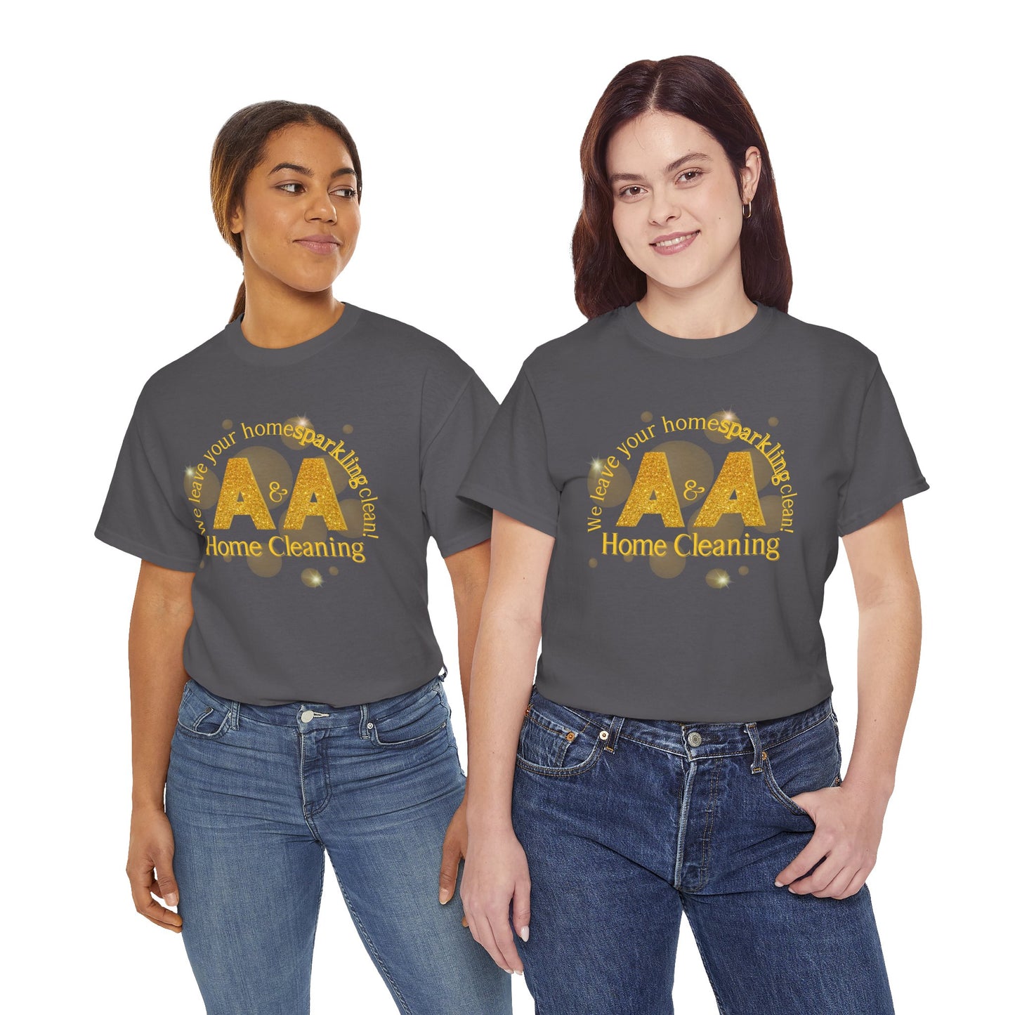 A&A Cleaning Services, Logo, Gold on Purple Crew Neck unisex tshirt, Gildan