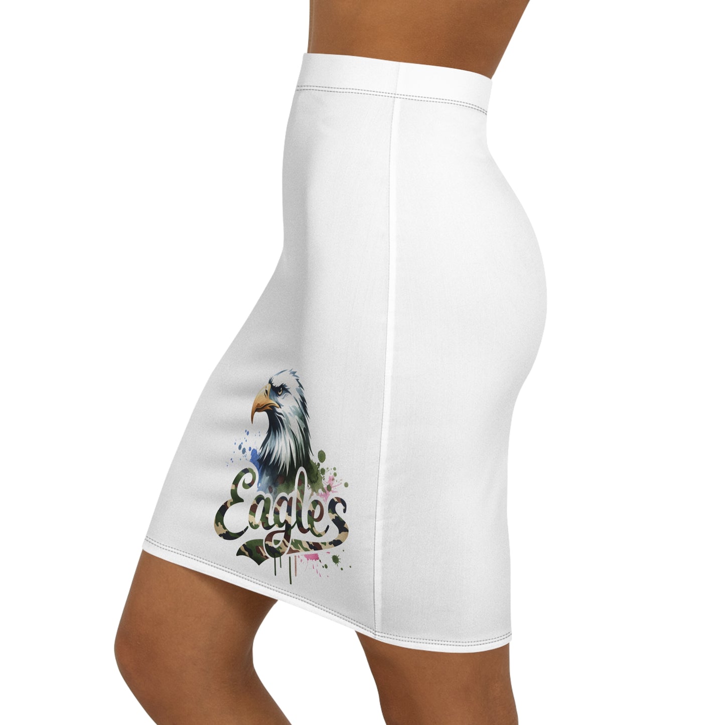 Eagles, Camo Women's Pencil Skirt, Stylish Skirt for Office, Fun Night Out,