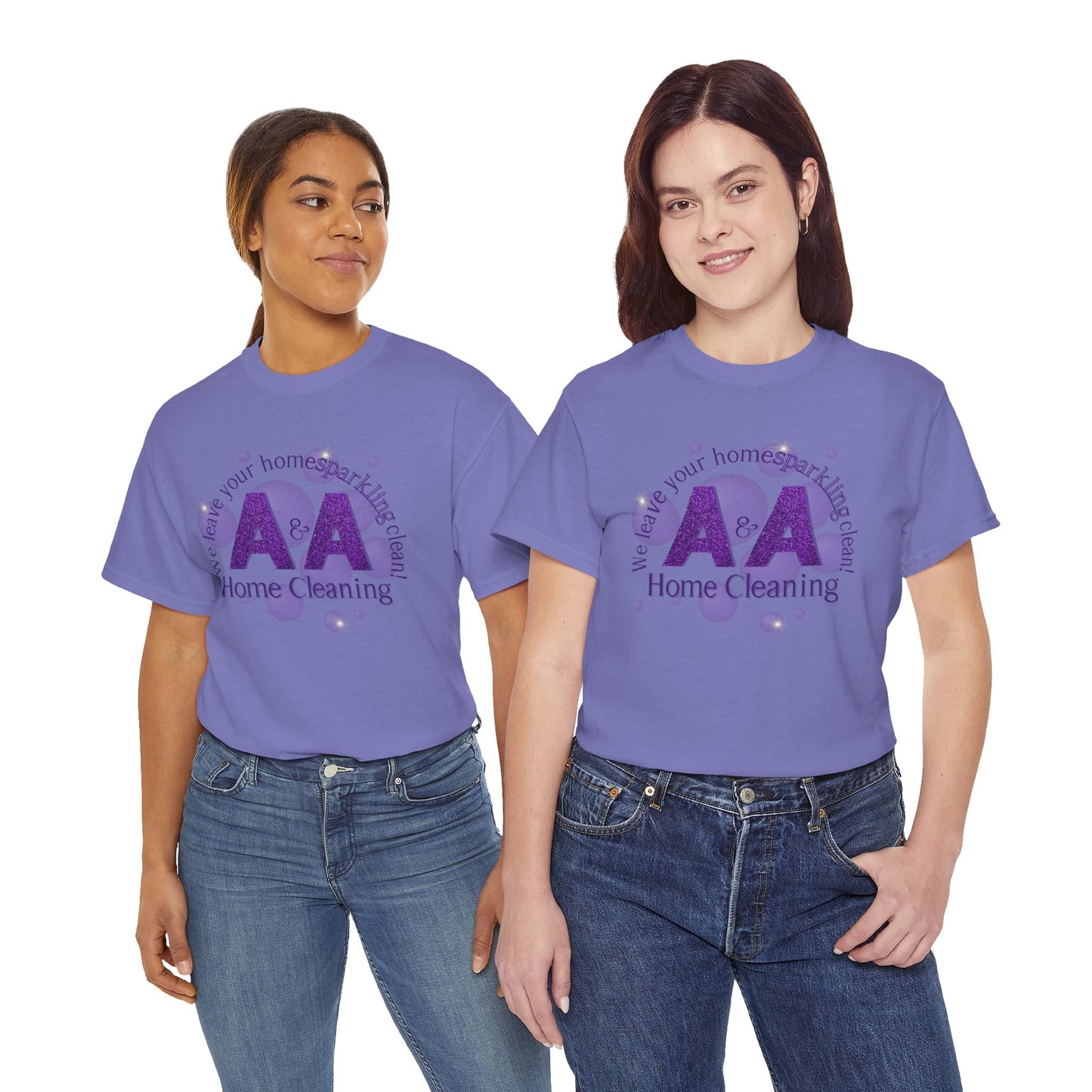 A&A Cleaning Services, Logo, Purple on Gold Crew Neck unisex tshirt, Gildan