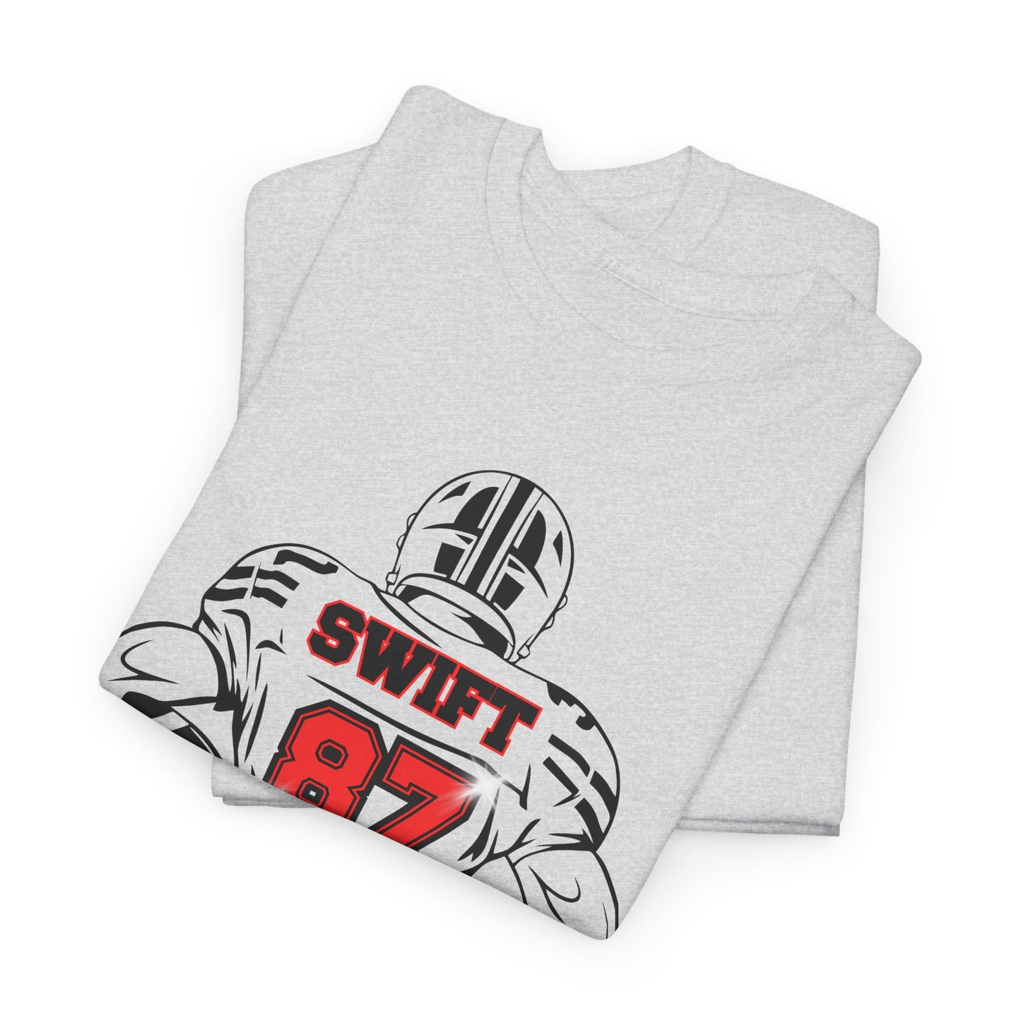 Swift 87 Unisex Heavy Cotton Tee, Football Fan Shirt, KC Chiefs, Kelce, Swiftie, Engaged