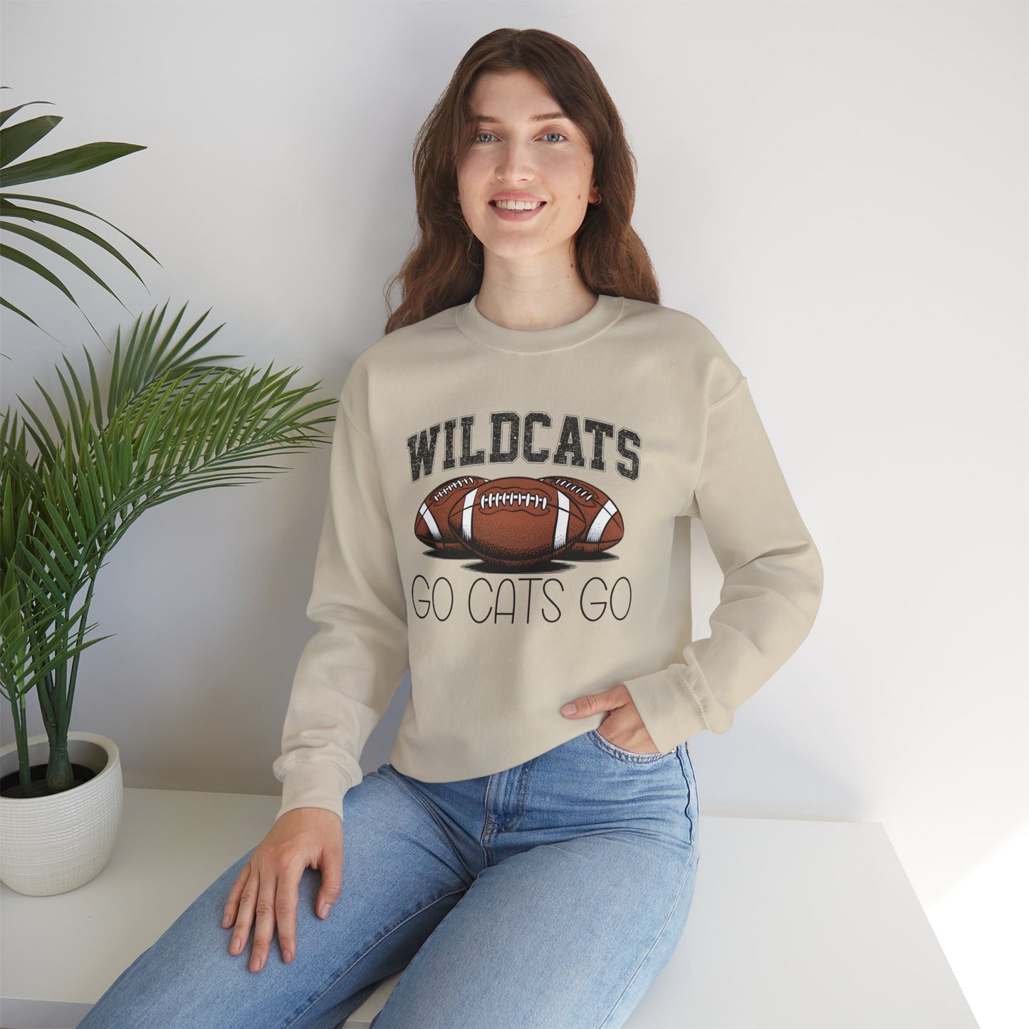Wildcats Football Go Cats Go Sweatshirt | Unisex Crewneck | Game Day Apparel, Sports Hoodie, Relaxed Fit, Fan Gear, Gift for Football Lovers