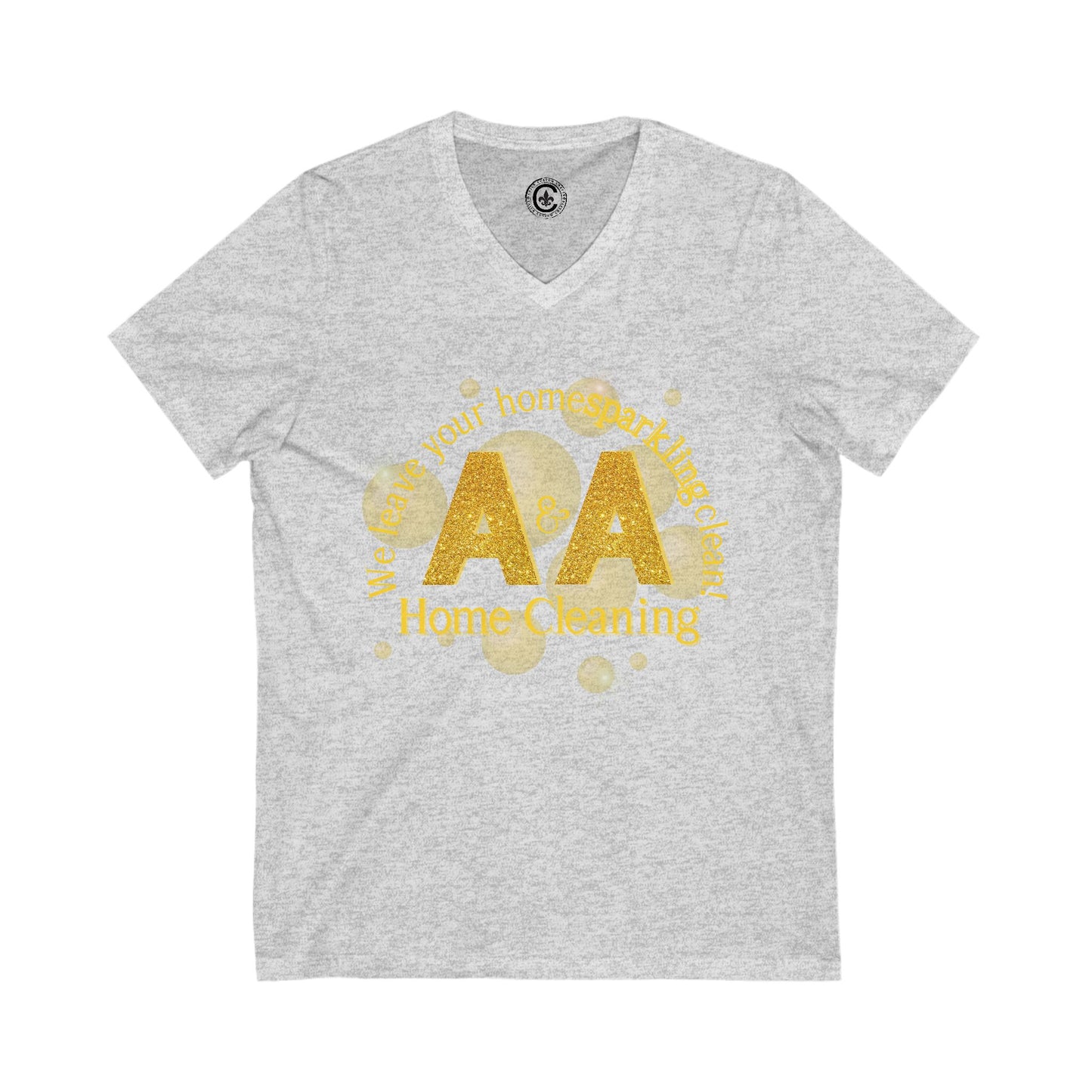 A&A, Yellow Logo on a VNeck, Bella Canvas