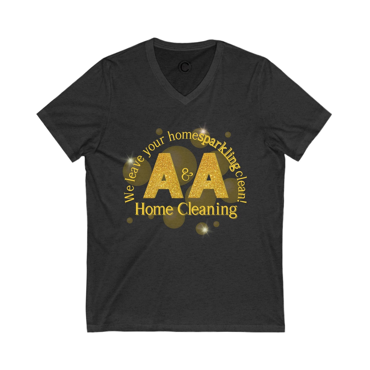 A&A, Yellow Logo on a VNeck, Bella Canvas