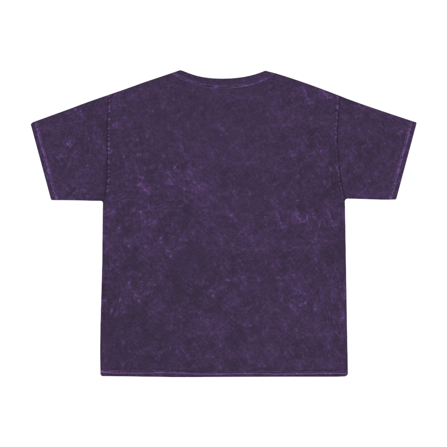 A&A Yellow Logo on a distressed mineral purple crew neck, colortone