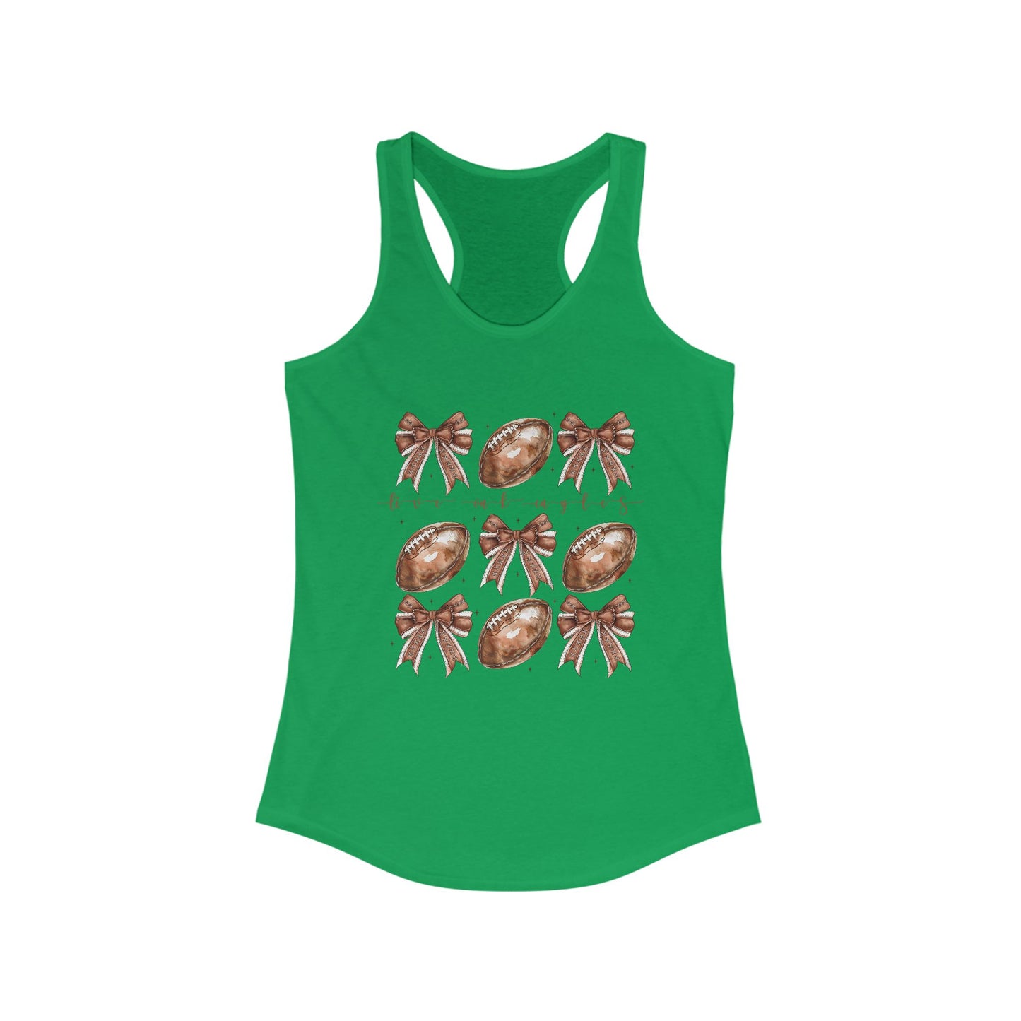 Live Oak Eagles, Footballs and Bows Women's Racerback Tank Top, Perfect for Game Day, Sports Events, Tailgating, and Everyday Wear