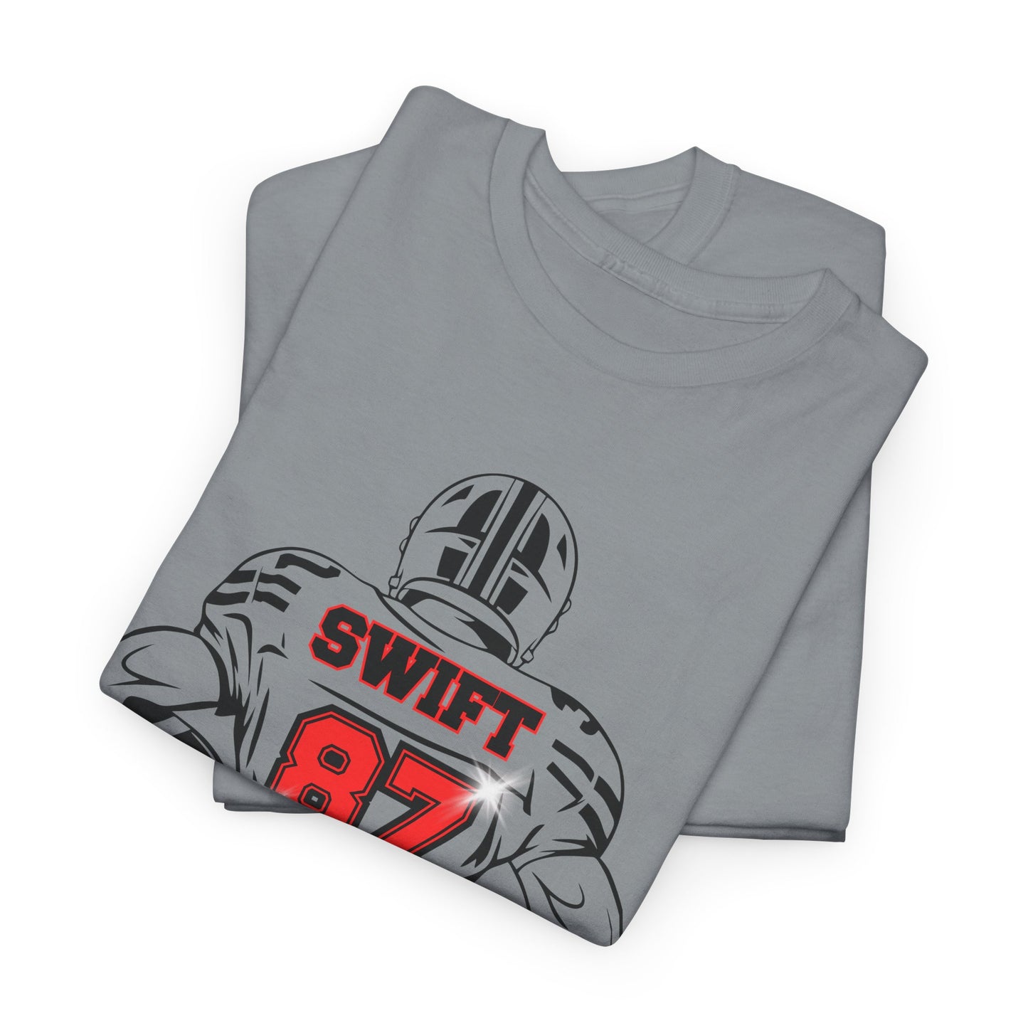 Swift 87 Unisex Heavy Cotton Tee, Football Fan Shirt, KC Chiefs, Kelce, Swiftie, Engaged