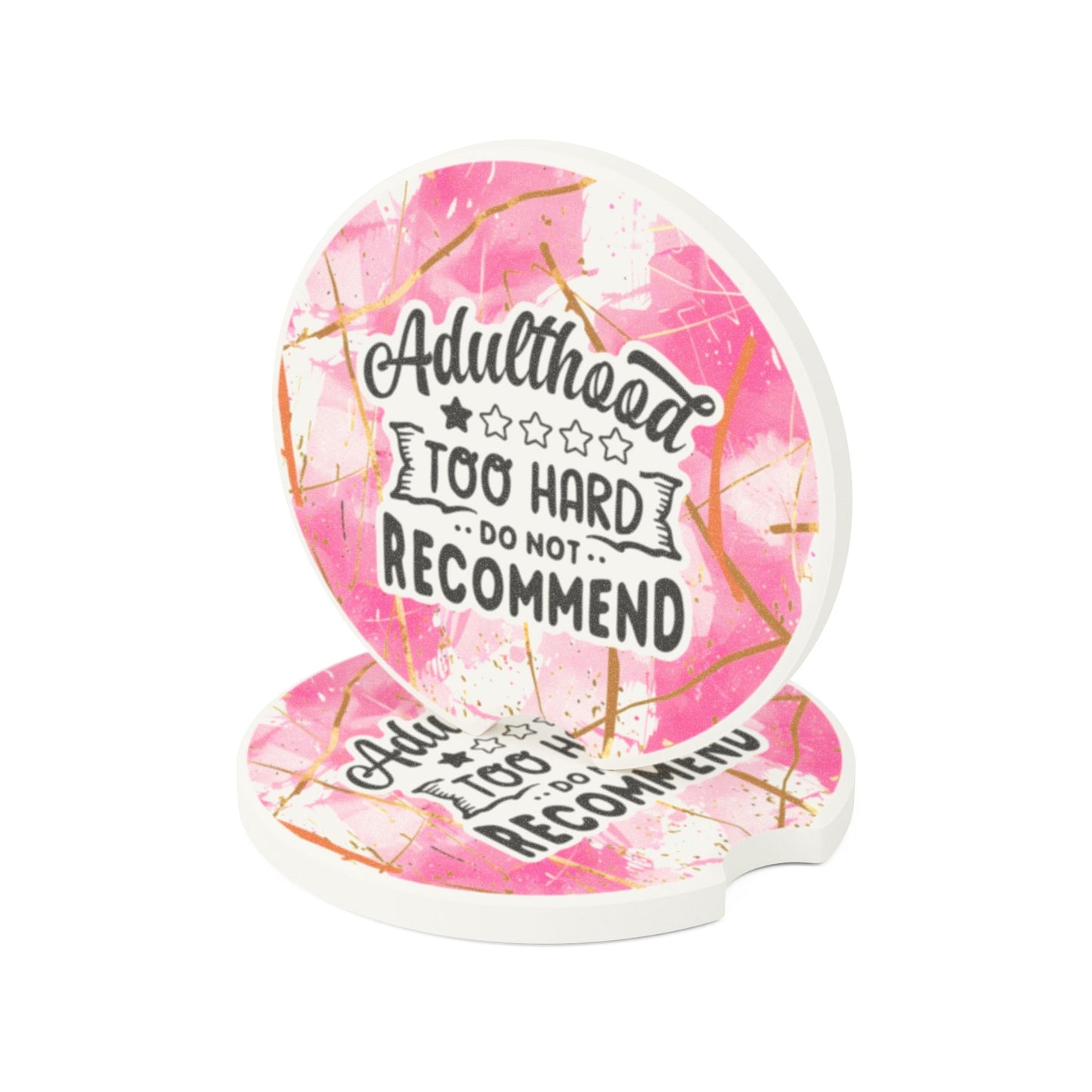 Funny Soapstone Car Coaster - Adulthood Too Hard, do not recommend