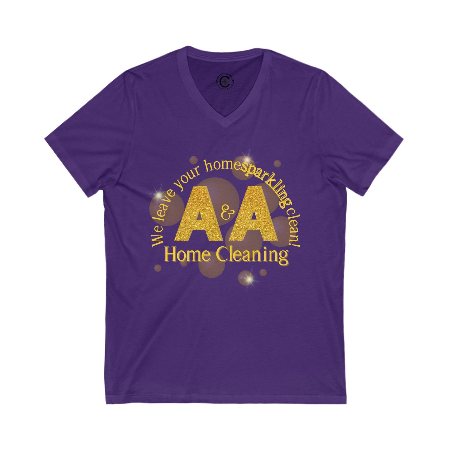 A&A, Yellow Logo on a VNeck, Bella Canvas
