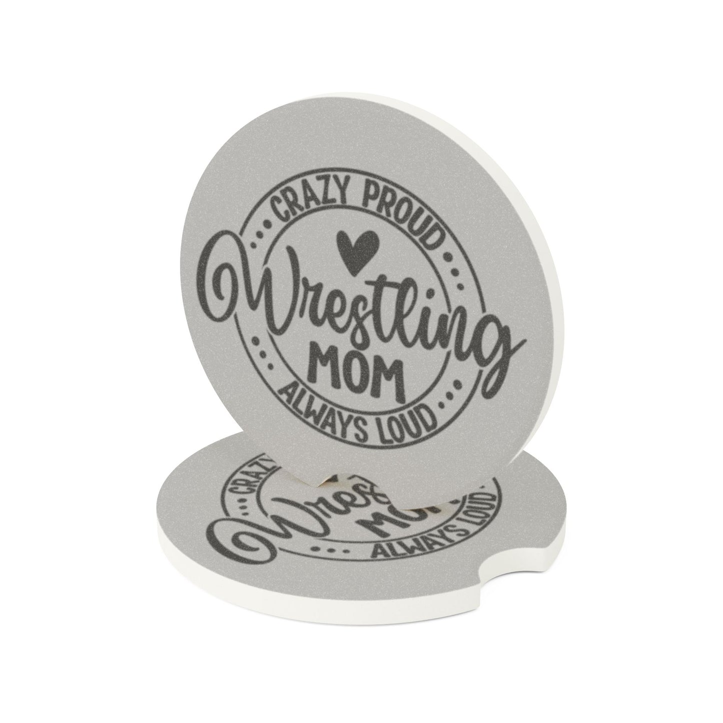 Crazy Proud Wrestling Mom Soapstone Car Coaster | Unique Gift for Wrestling Moms, Car Accessories, Home Décor, Holiday Present