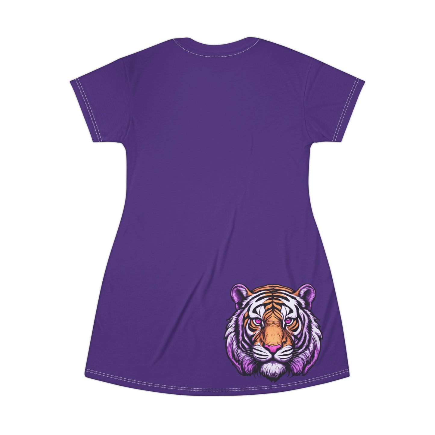 Purple Tiger Graphic T-Shirt Dress, Cute Casual Dress, Summer Fashion, Gift for Her, Game Day Outfit