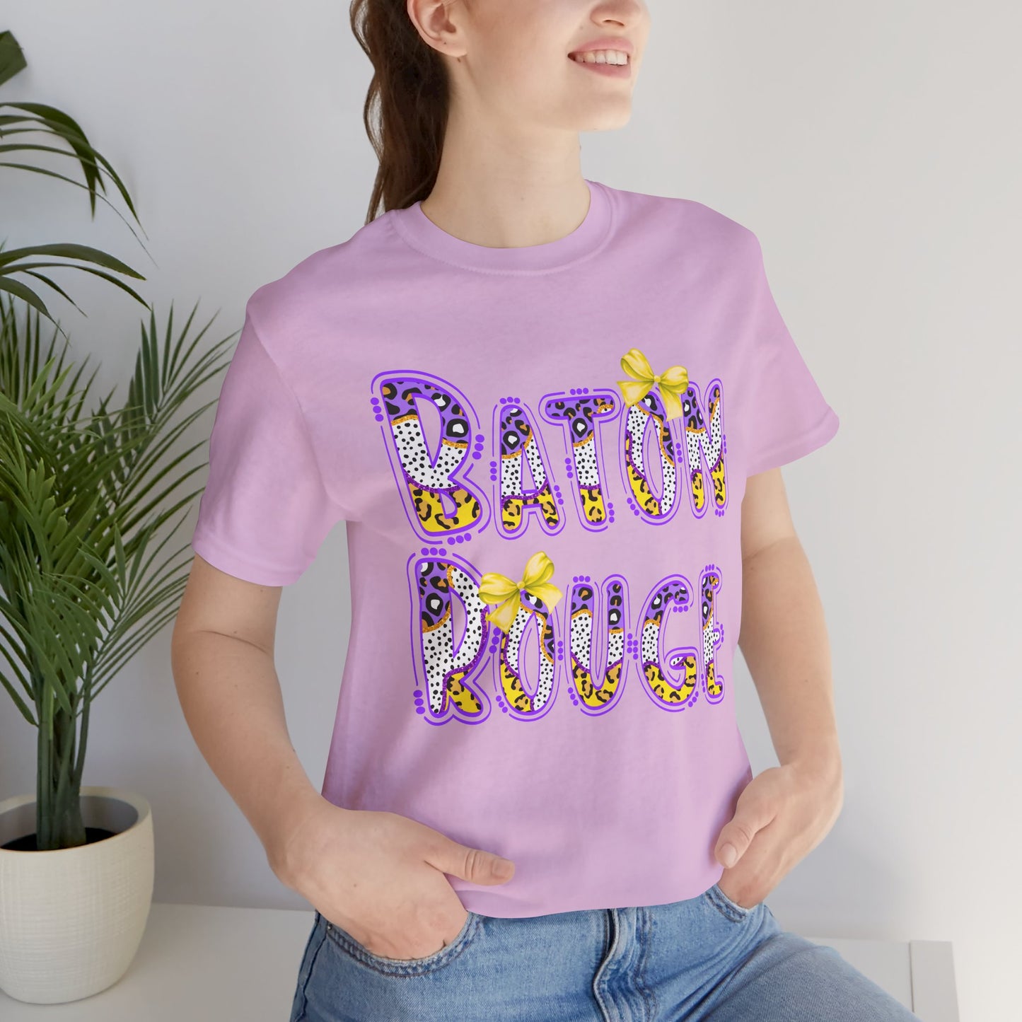 Baton Rouge Graphic Tee, Cute Font, Purple and Gold, LSU, Tigers, Football, Baseball, Team