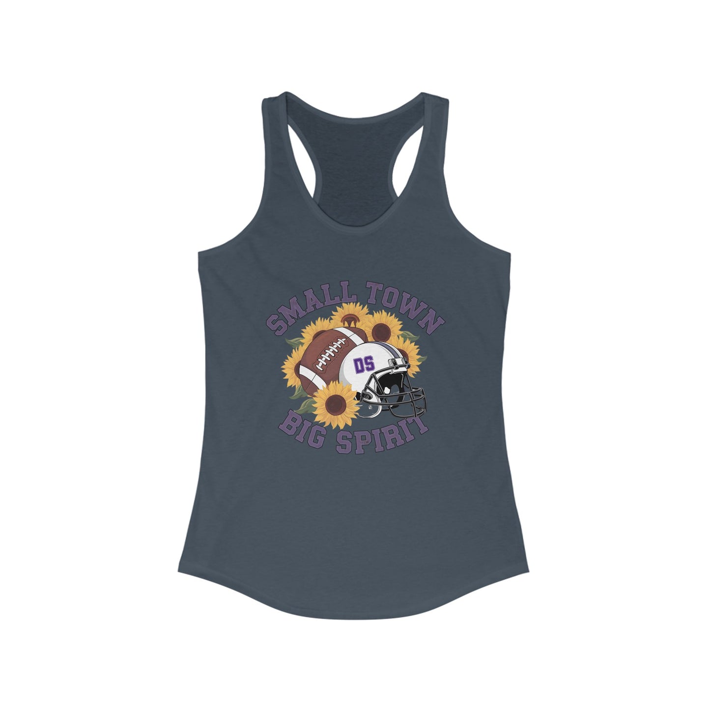 Small town, Big Spirit, Denham Springs, Football, Women's Racerback Tank Top, Perfect for Game Day, Sports Events, Tailgating, and Everyday Wear