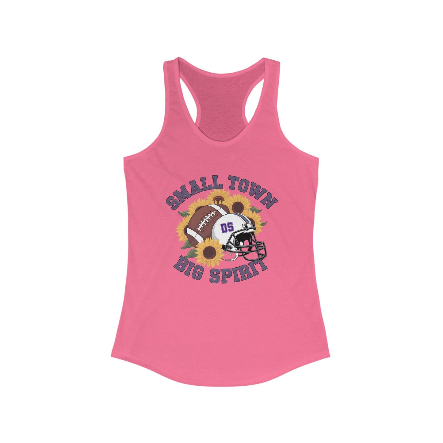 Small town, Big Spirit, Denham Springs, Football, Women's Racerback Tank Top, Perfect for Game Day, Sports Events, Tailgating, and Everyday Wear