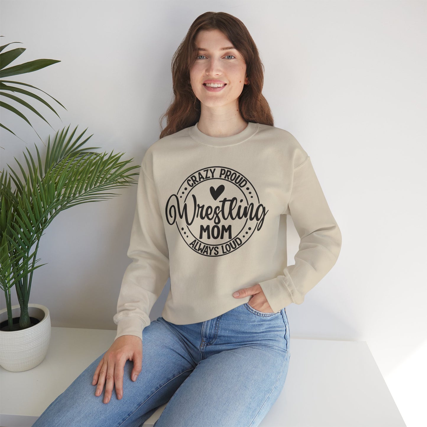 Crazy Loud Wrestling Mom Sweatshirt | Unisex Crewneck | Game Day Apparel, Sports Hoodie, Relaxed Fit, Fan Gear,