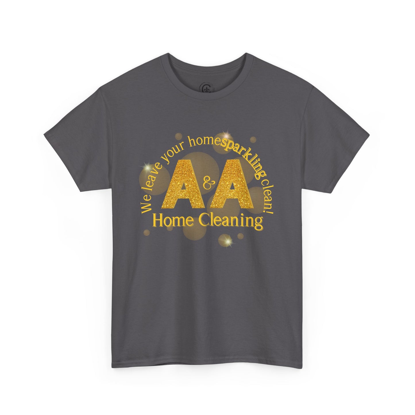 A&A Cleaning Services, Logo, Gold on Purple Crew Neck unisex tshirt, Gildan