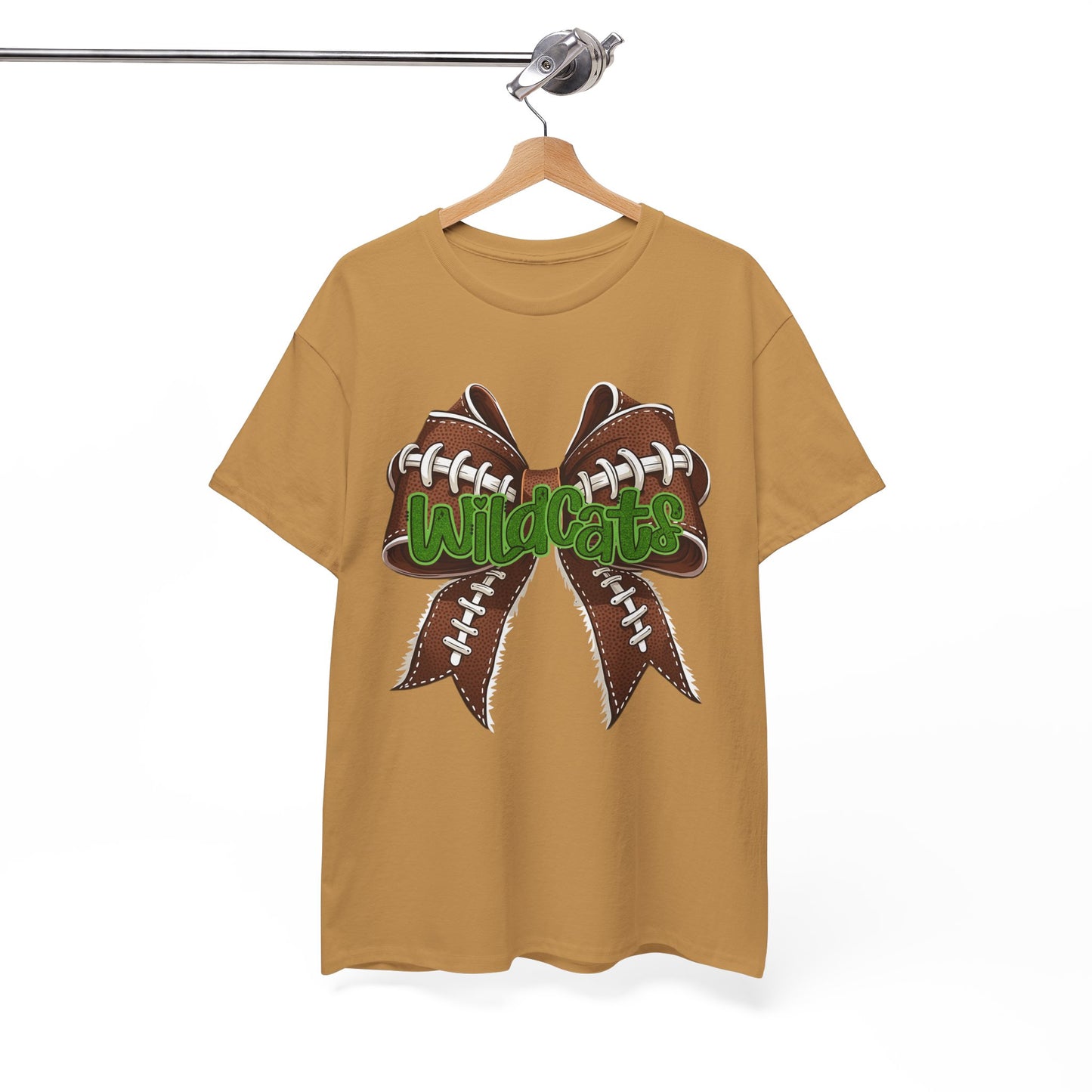 Wildcats Football Bow Unisex Heavy Cotton Tee | Sportswear, Team Spirit, Casual Wear, Gifts for Fans, Game Day Outfit