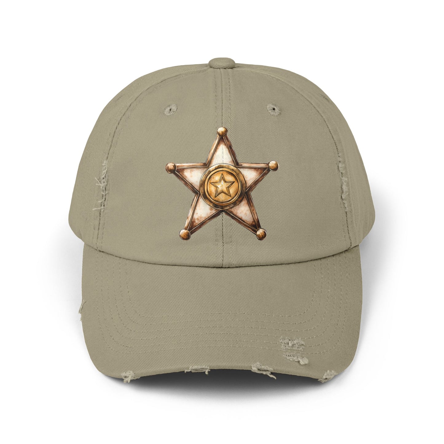 Unisex Distressed Sheriff Cap, Adjustable Hat, Casual Headwear for Outdoor Adventures, Gifts for Police Fans, Unique Fashion Accessory