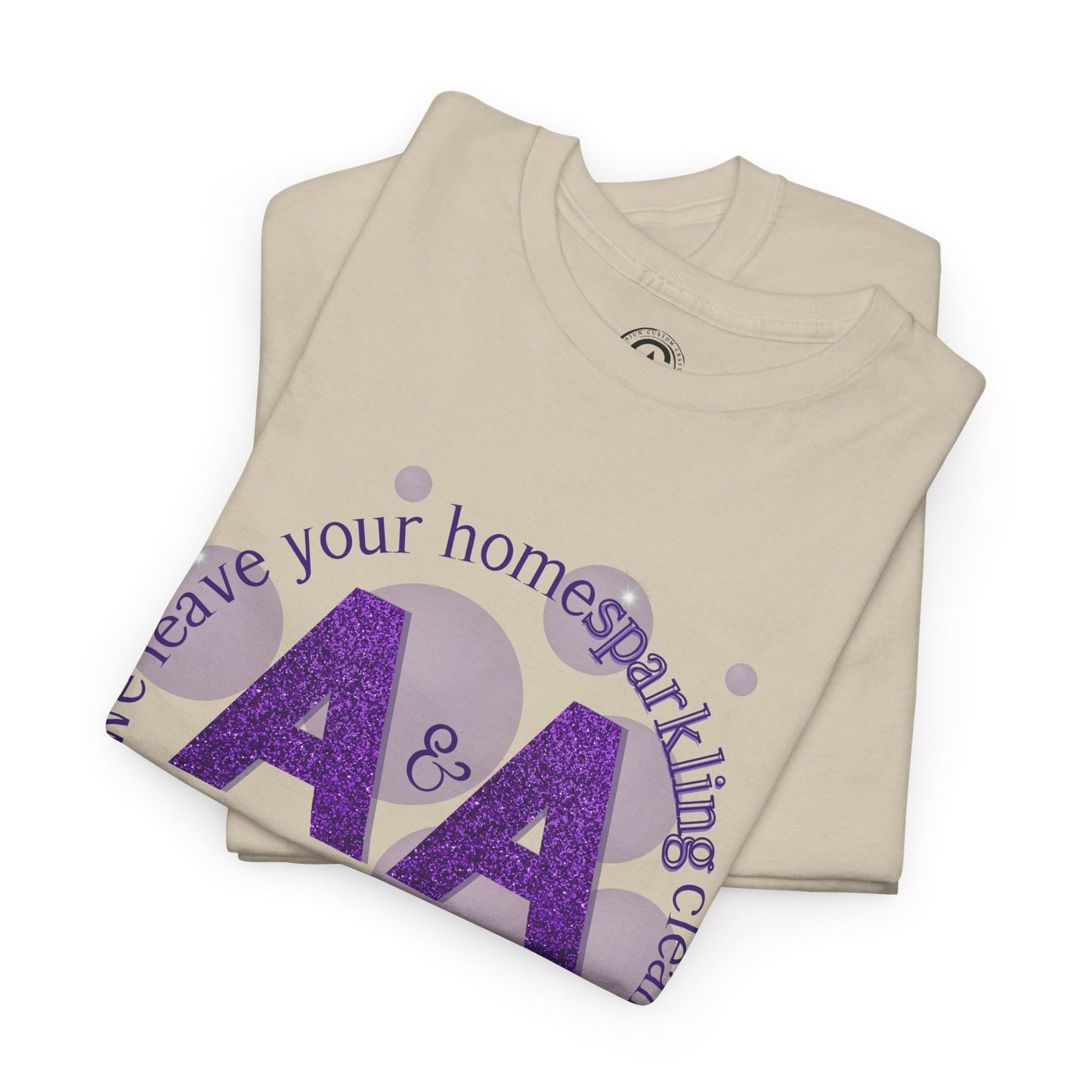 A&A Cleaning Services, Logo, Purple on Gold Crew Neck unisex tshirt, Gildan