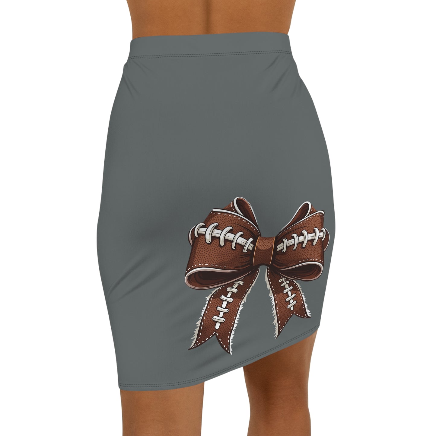 Dark Grey Football Bow Women's Pencil Skirt, Stylish SkirtFun Night Out, Team Spirit! Game Day, homecoming