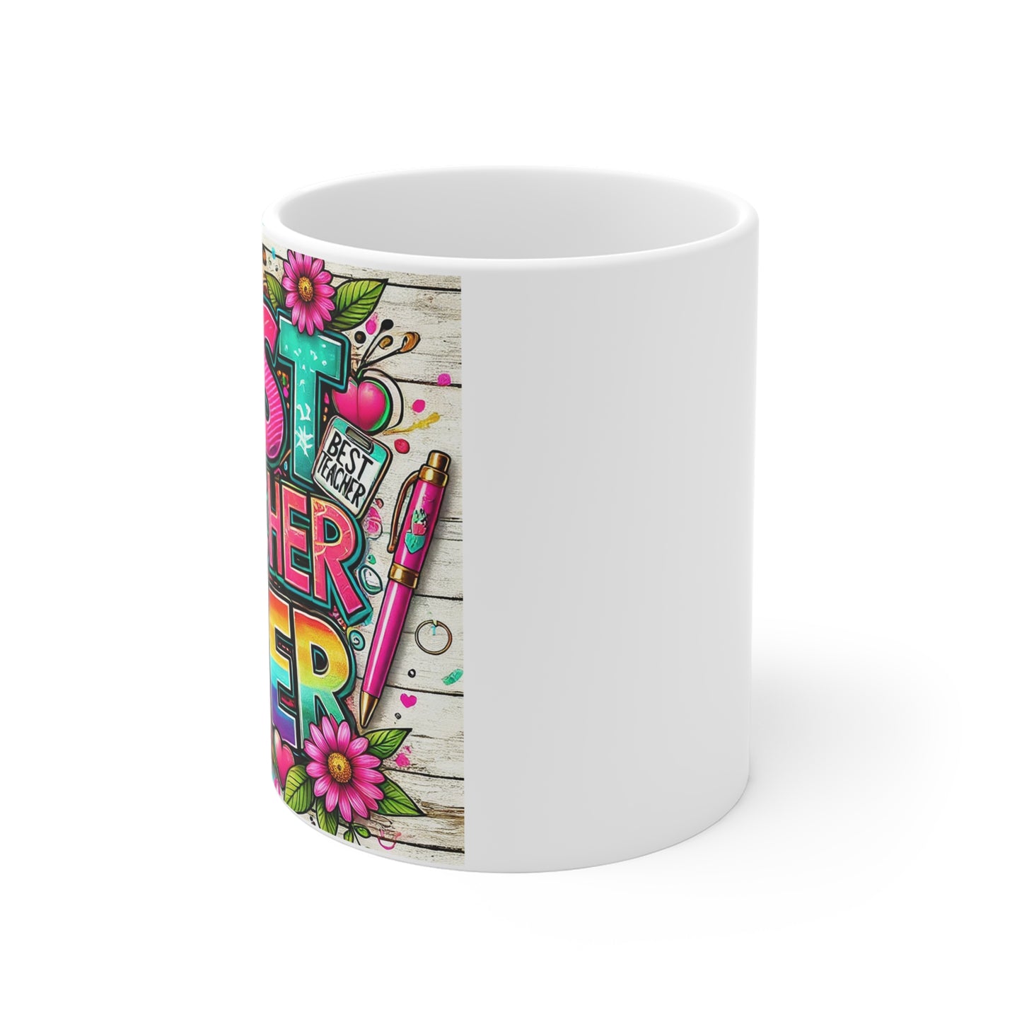 Colorful Teacher Appreciation Mug, Best Teacher Ever Coffee Cup, Gift for Educators, Classroom Essentials, Back to School Gift