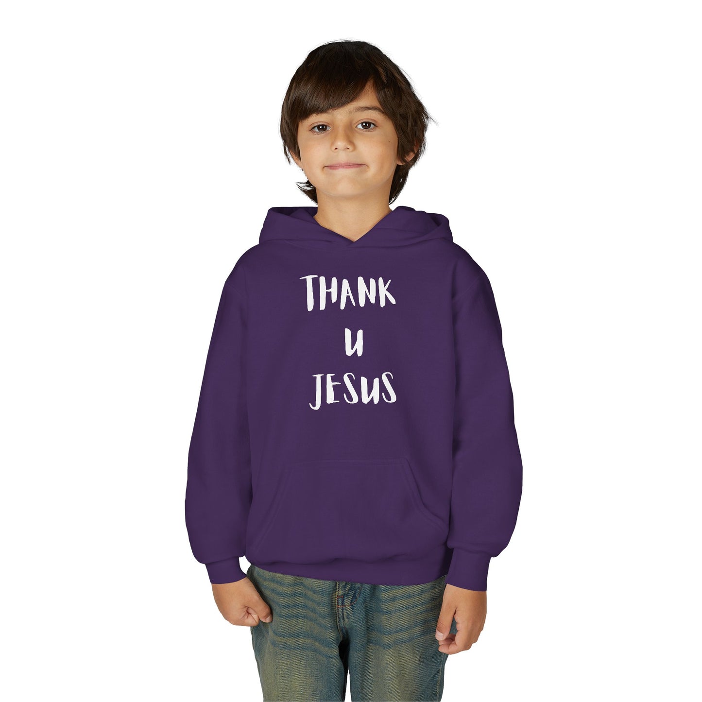 Thank you Jesus, John 3:16 Youth Heavy Blend Hooded Sweatshirt, Thank U Jesus Faith Hoodie, Christian Youth Apparel, Religious Gift for Teens, John 3:16 Inspired