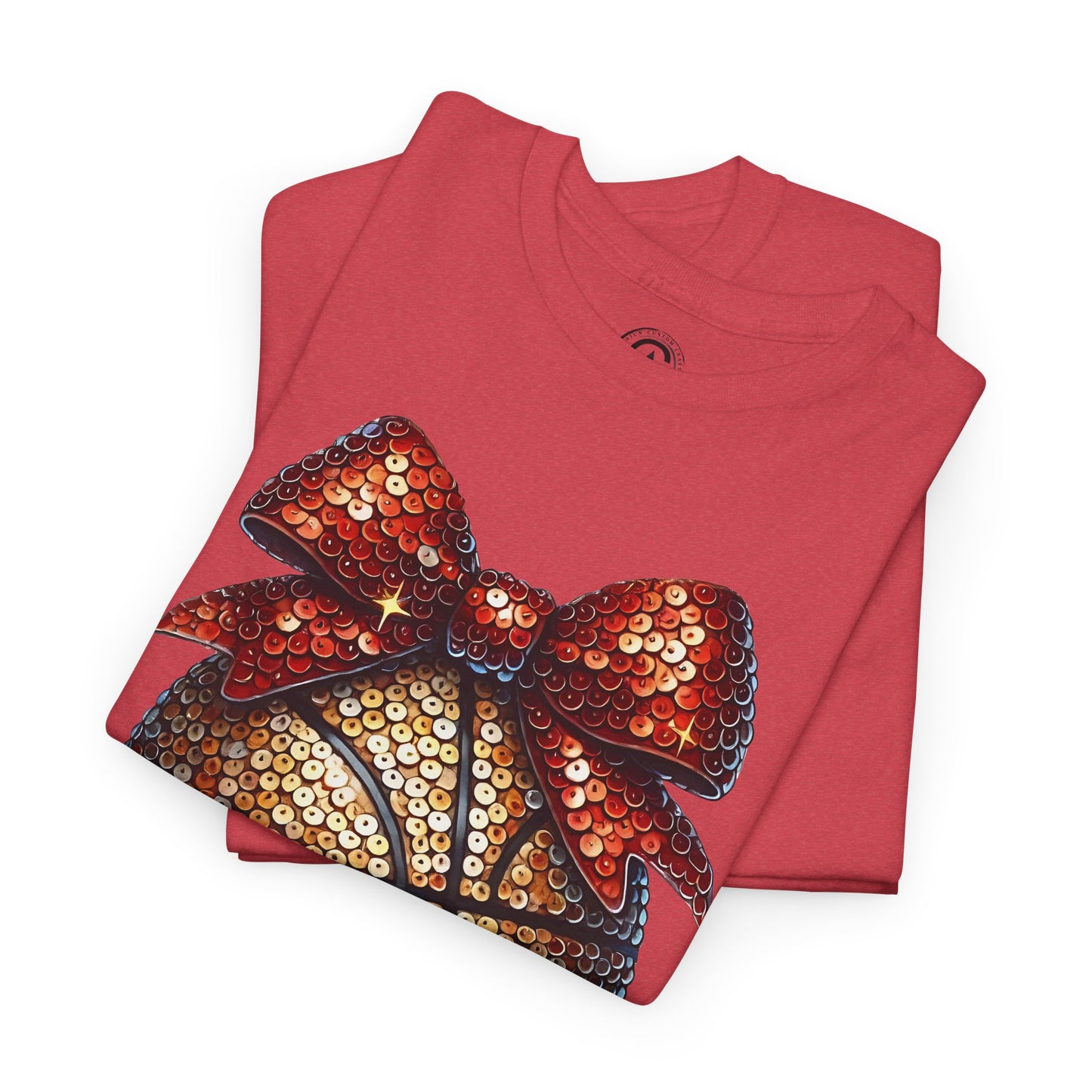 Basketball Glitter with a Bow Tee: Unisex Heavy Cotton Shirt for Sports Lovers, Gift, Basketball Fans