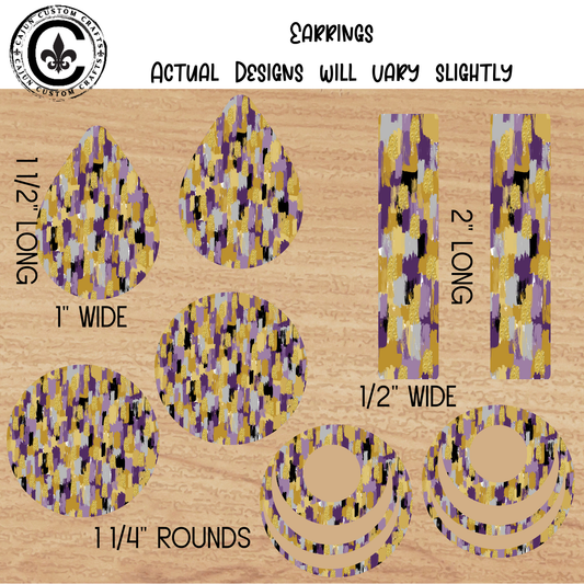 Purple, Gold, Paint Strokes Earrings