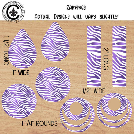 Purple, Tiger Stripe Earrings, Style 2