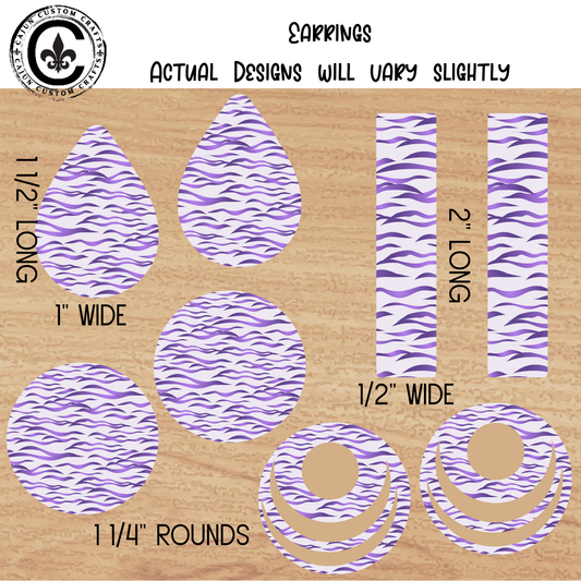 Purple, Tiger Stripe Earrings, Style 1