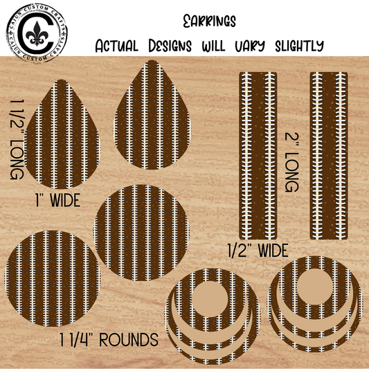 Football Stitches Pattern Earrings