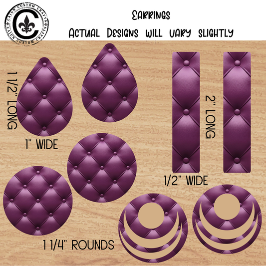 Purple, Padded, bubble, 3d earrings