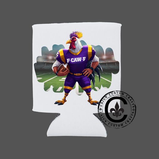 Can Hugger, F-CAW-F, Football Rooster, Purple and gold