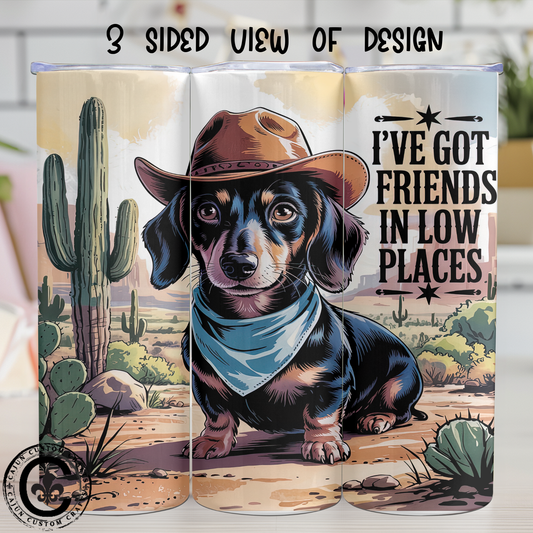 Country, Weiner Dog, Friends in Low Places, 20oz tumbler
