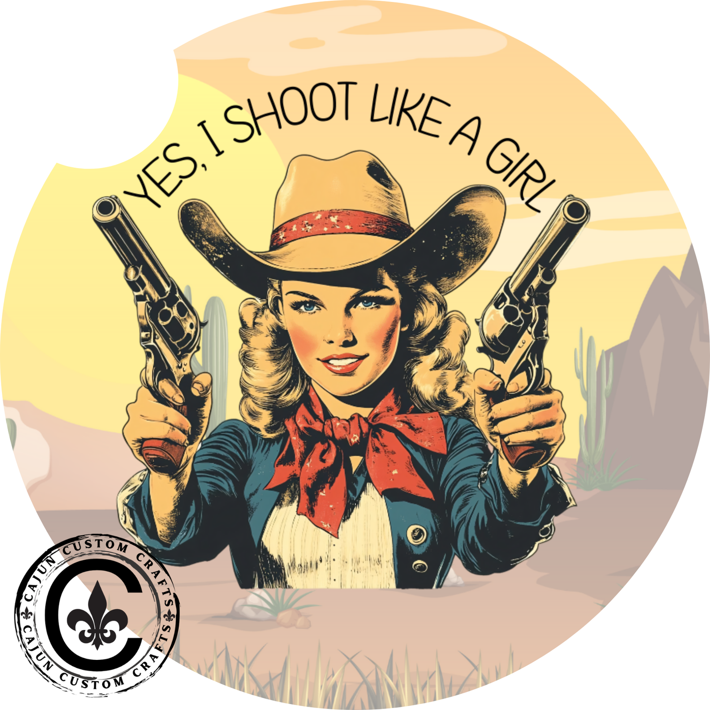 Yes, I shoot like a girl, Retro Car Coasters