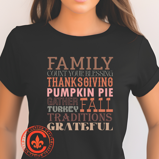 Thankful Family Thanksgiving Tee