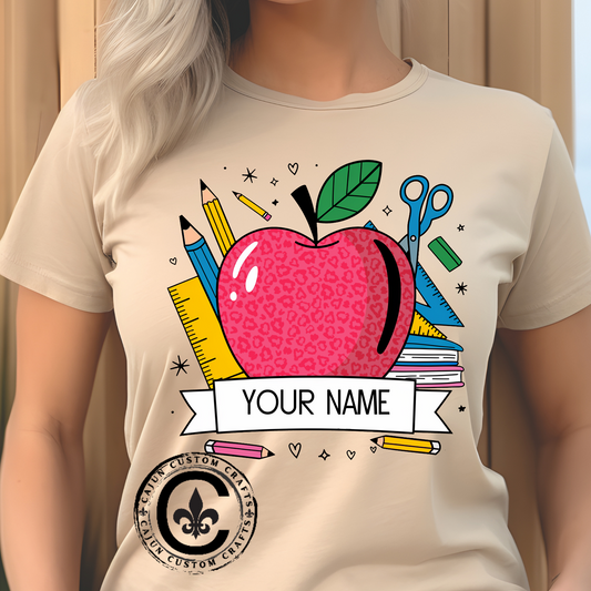 Personalized Teacher T-Shirt, Custom Apple Tee, Back to School Gift,