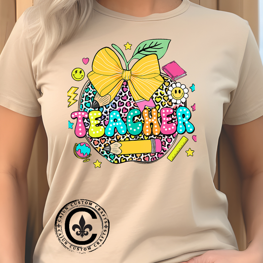 Teacher, Apple, Leopard, Cute, Back to school, Design, Tshirt