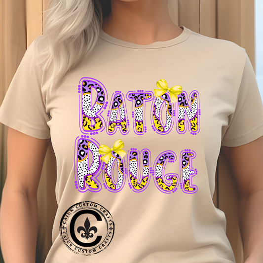 Baton Rouge Graphic Tee, Cute Font, Purple and Gold, LSU, Tigers, Football, Baseball, Team