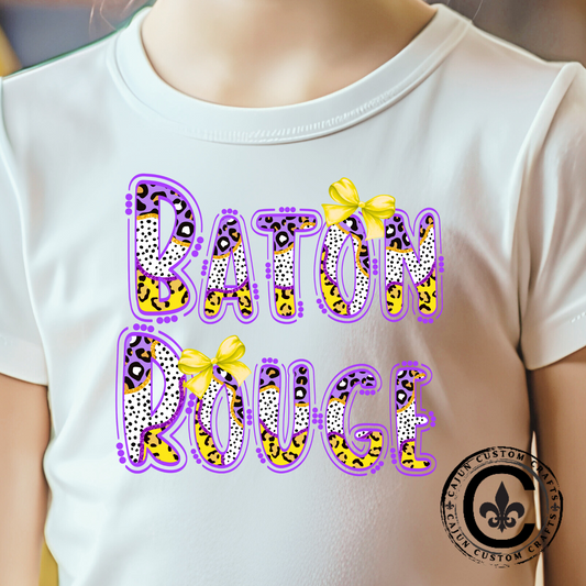Baton Rouge Kids T-Shirt, Fun Louisiana Tigers, Animal Print