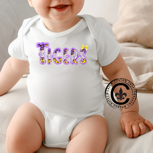Tigers Purple and Gold, Cute Infant Bodysuit