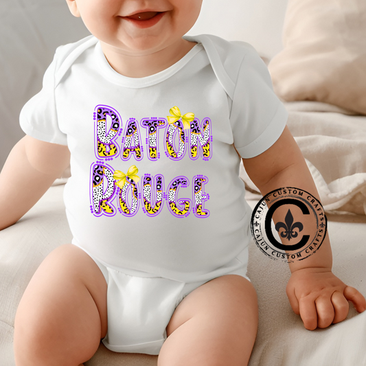 Baton Rouge, Tigers Purple and Gold, Cute Infant Bodysuit