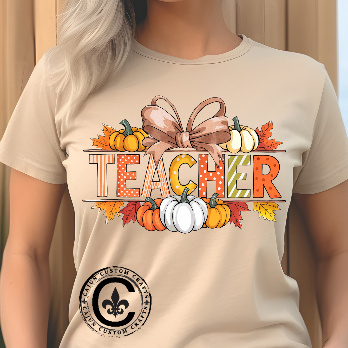 Teacher, Fall, Pumpkins, Thanksgiving, Halloween, Autumn, Ribbon, Tshirt