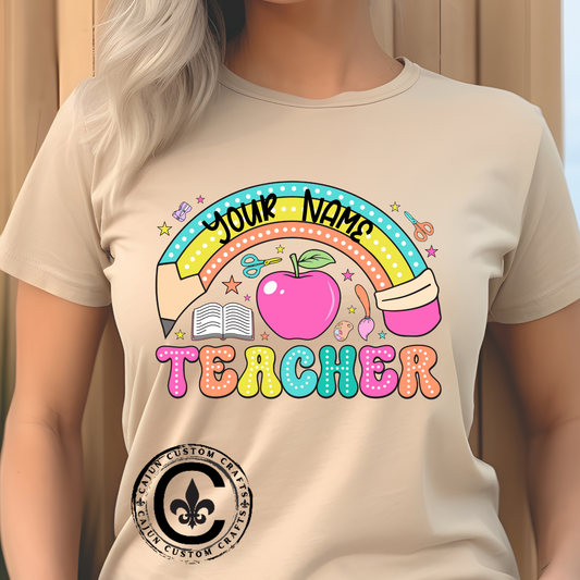 Personalized Teacher T-Shirt, Cute Teacher Gift, Back to School Shirt, Apparel, Custom Name Tee