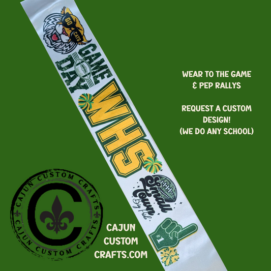 Game Day Sash, WHS, Green and Gold