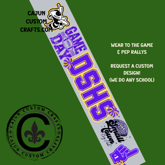 Game Day Sash, DSHS, Purple and Gold