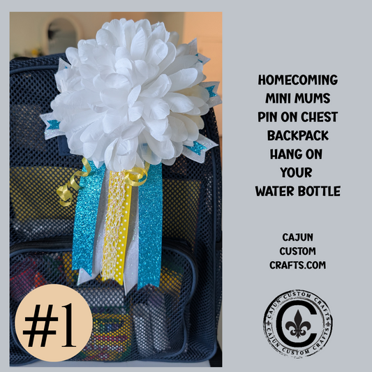 Premade, cheer garter, Homecoming, School Spirit, Mums, Mini, Backpack, Tumbler, Lapel Sized