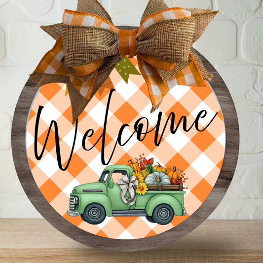 Welcome Fall with Vintage Truck Home Decor sign