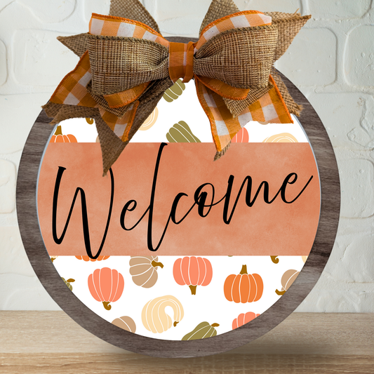 Fall, Welcome with natural Pumpkins Home Decor sign