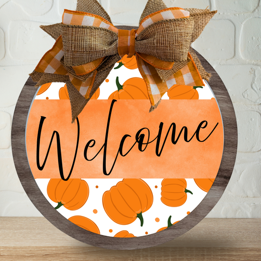 Fall, Welcome with orange Pumpkins Home Decor sign