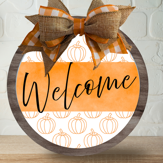 Fall, Welcome with outlined Pumpkins Home Decor sign